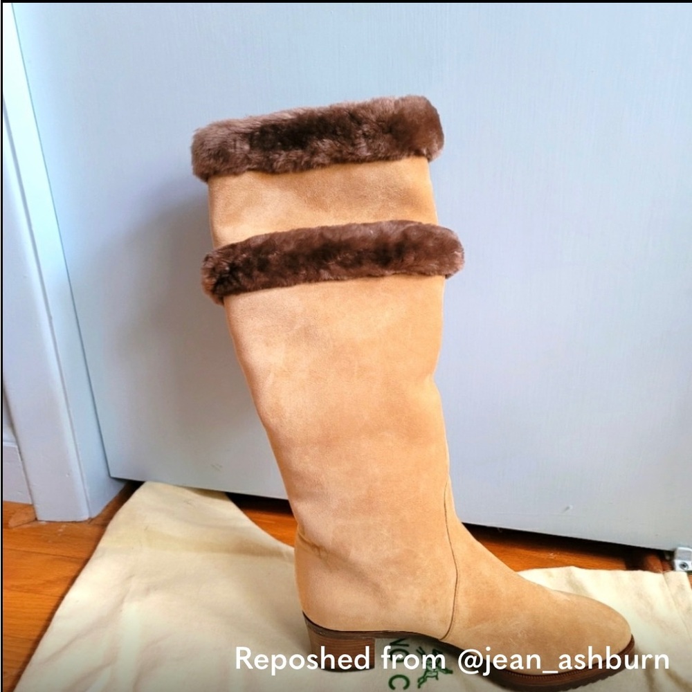 Tanino Crisci , hand made boots , shearling,beaver trim rubber sole NEW 71/2 NEW